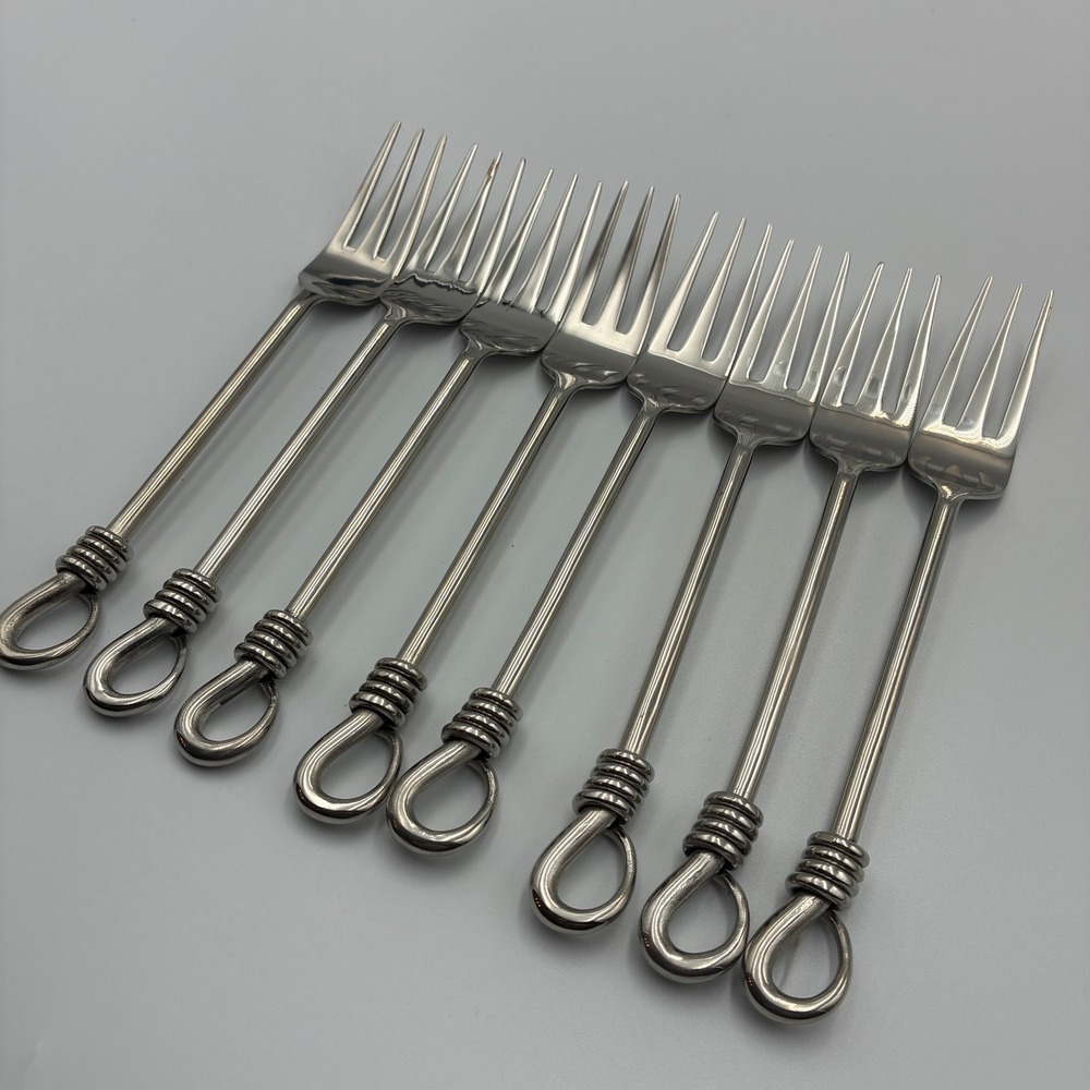 Gourmet Settings Twist and Shout Salad Forks 18/10 Stainless Steel Set of 8